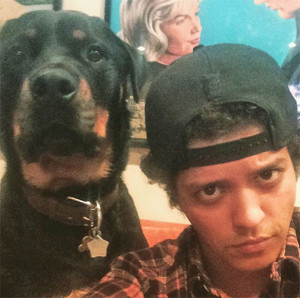 Bruno Mars con su rottweiler